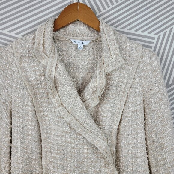 Cabi Beige The Estate 985 Chenille Double Breasted Blazer Jacket Medium Tan - Picture 5 of 8